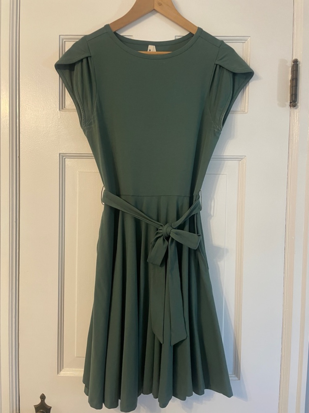 Pact, organic cotton, A-Line Dress in Dusty Green